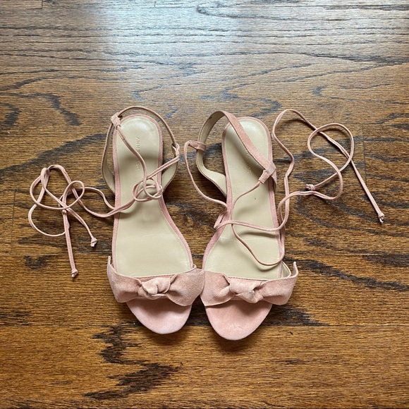 Ann Taylor Galen Lace Up Bow Flat Sandals pink - Picture 6 of 8